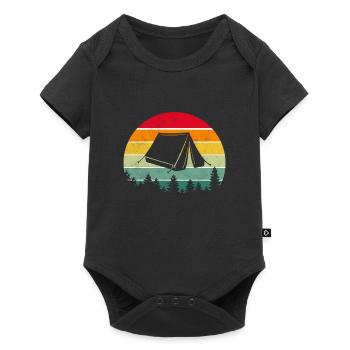 Camping tents retro - Baby Premium short-sleeve bodysuit - black - Front