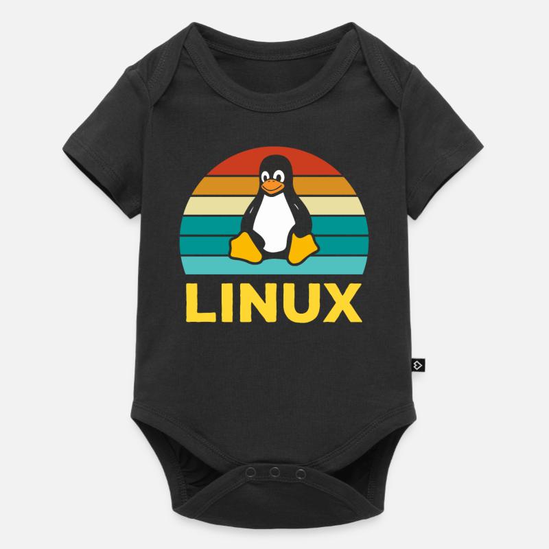 Linux Rétro Vintage Geek Style Informaticien - Body à manches courtes Premium Bébé - noir