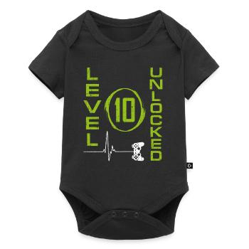 10 Years Old Gamer Boy Level 10 Unlocked 10th Birt - Baby Premium short-sleeve bodysuit - black - Front