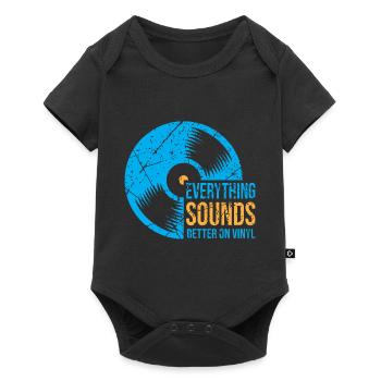 DJ Vinyl Plattenspieler LP Schallplatten Musik - Baby Premium Kurzarmbody - Schwarz - Vorne