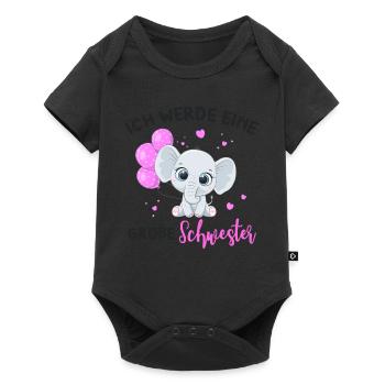 Große Schwester Elefant - Baby Premium Kurzarmbody - Schwarz - Vorne