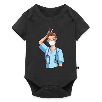 Funny nurse with humor - Baby Premium short-sleeve bodysuit - black - Front