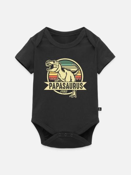 Cadeau de fête des pères papasaurus papa père - Baby Premium kortärmad bodysuit - svart