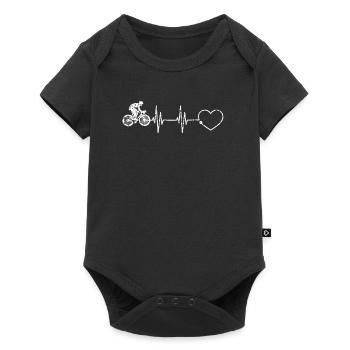 Rennrad Herzschlag Radrennen Fahrradrennen Puls - Baby Premium Kurzarmbody - Schwarz - Vorne