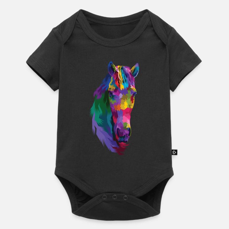 Idée cadeau de cadeau d'équitation douce de chevaux de cheval - Body à manches courtes Premium Bébé - noir