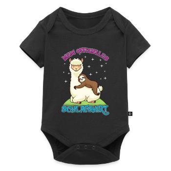 Alpaka Schalfshirt - Baby Premium Kurzarmbody - Schwarz - Vorne