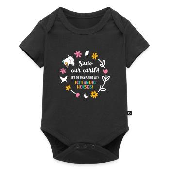 Icelandic horses Save Our Planet Icelandic horses pony - Baby Premium short-sleeve bodysuit - black - Front