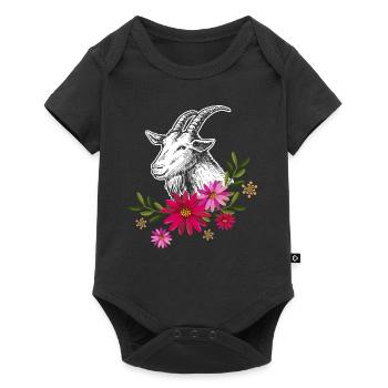 Chèvre avec des fleurs - Body à manches courtes Premium Bébé - noir - Devant