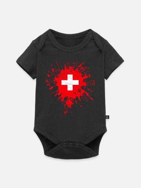 Schweiz Flagge - Baby Premium Kurzarmbody - Schwarz