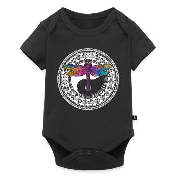 Mandala de yoga avec libellule et ying yang - Body à manches courtes Premium Bébé - noir - Devant