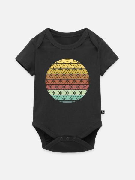 Blume des Lebens Chakra - Baby Premium Kurzarmbody - Schwarz