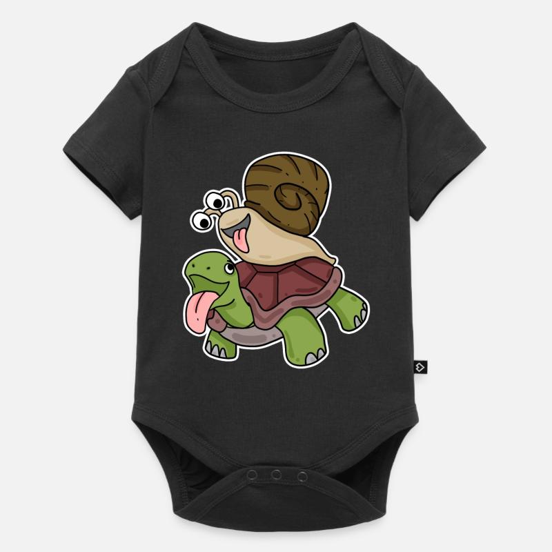 Tortue et escargot - Body à manches courtes Premium Bébé - noir