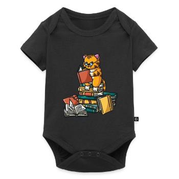 Cat reads bookworm Read ladies - Baby Premium short-sleeve bodysuit - black - Front