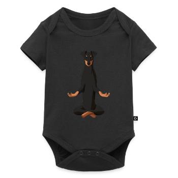 Meditating Manchester Terrier Dog - Baby Premium short-sleeve bodysuit - black - Front