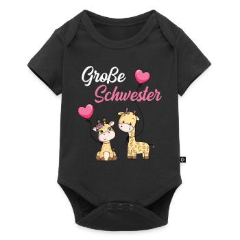 Große Schwester 2021 Giraffen süße Geschenkidee - Baby Premium Kurzarmbody - Schwarz - Vorne