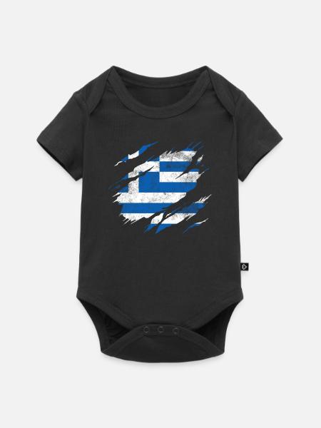 Griechenland Flagge - Baby Premium Kurzarmbody - Schwarz