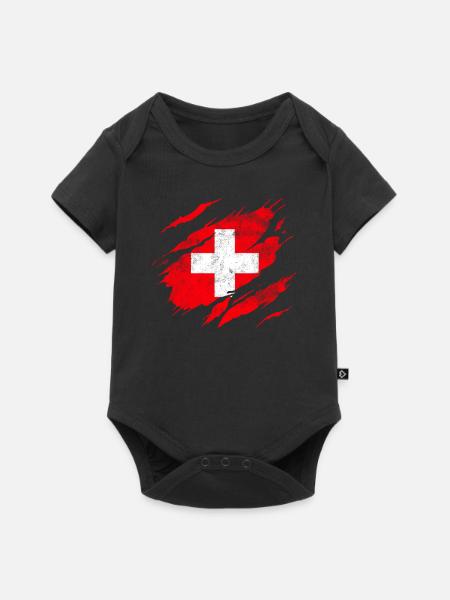 Schweiz Flagge - Baby Premium Kurzarmbody - Schwarz
