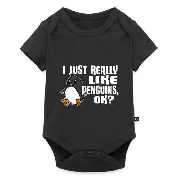 I Just Really Like Penguins Ok Pingouin Cadeau - Body à manches courtes Premium Bébé - noir - Devant