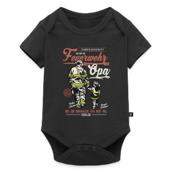 Feuerwehr Opa Spruch Feuerwehrmann Geschenk - Baby Premium Kurzarmbody - Schwarz - Vorne