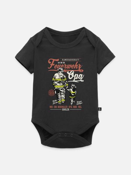 Feuerwehr Opa Spruch Feuerwehrmann Geschenk - Baby Premium Kurzarmbody - Schwarz