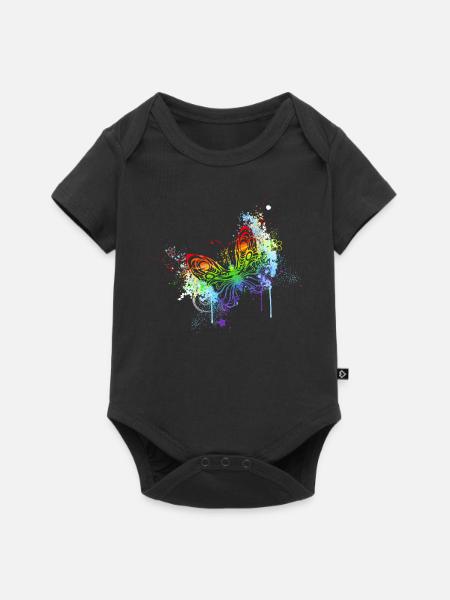 Regenbogenschmetterling - Baby Premium Kurzarmbody - Schwarz