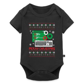 Joueur de Noël laid chandail nerd informaticien - Body à manches courtes Premium Bébé - noir - Devant