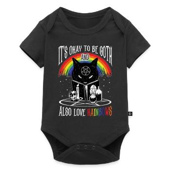 LGBT Goth Rainbows Black Cat Pentagram Pentacle - Baby Premium short-sleeve bodysuit - black - Front