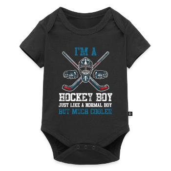 Hockey sur glace garçon hockey fils sport d'équipe - Body à manches courtes Premium Bébé - noir - Devant
