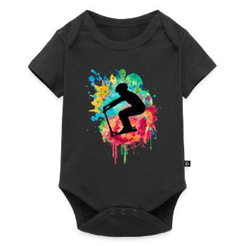 Sportliches Stuntscooter Design - Baby Premium Kurzarmbody - Schwarz - Vorne