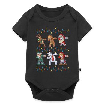 Dabbing Santa Reindeer Elf Bear Gingerbread Gifts - Baby Premium short-sleeve bodysuit - black - Front