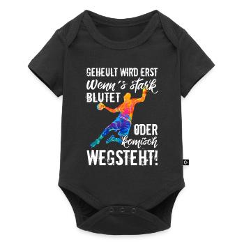 Handball Handballspieler Sport lustig Geschenk - Baby Premium Kurzarmbody - Schwarz - Vorne
