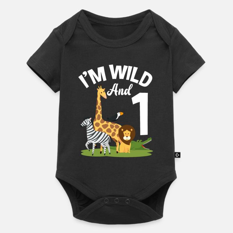 1. Geburtstag Geburtstagsshirt Dschungel Eins - Baby Premium Kurzarmbody - Schwarz