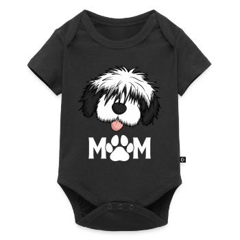 Bobtail-Pudel-Mischling Hund Mutter - Baby Premium Kurzarmbody - Schwarz - Vorne