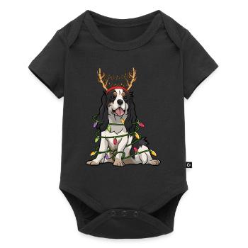 Cavalier king charles spaniel Santa Christmas Ligh - Body à manches courtes Premium Bébé - noir - Devant