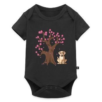 Labrador Retriver Dog Love-r Japanese Cherry Bloss - Body à manches courtes Premium Bébé - noir - Devant
