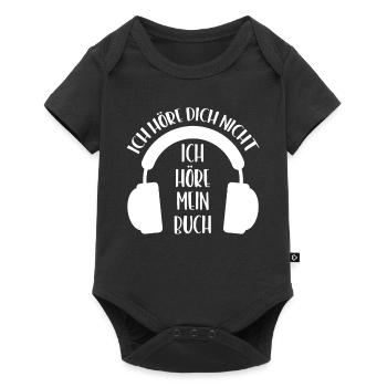 BÜCHER LESEN HÖRBUCH HÖREN - Baby Premium Kurzarmbody - Schwarz - Vorne