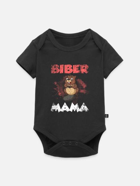 Biber Mama Mutter Muttertag Nagetier Geschenk - Baby Premium Kurzarmbody - Schwarz