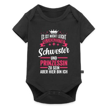 Schwester Geschwister Prinzessin Geschenkidee - Baby Premium Kurzarmbody - Schwarz - Vorne