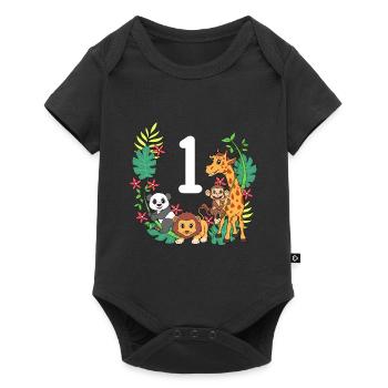 Kinder 1. Geburtstag Tiermotiv - 1 Jahr Alt - Baby Premium Kurzarmbody - Schwarz - Vorne