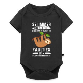 Fuchs Herzschlag EKG Puls Geschenk - Baby Premium Kurzarmbody - Schwarz - Vorne