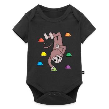 Affe an der Kletterwand - Klettern - Geschenk - Baby Premium Kurzarmbody - Schwarz - Vorne