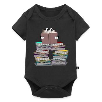 Livre lit des livres - ver de bibliothèque drôle - Body à manches courtes Premium Bébé - noir - Devant