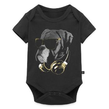 DJ Boxer Dog Bling - Body à manches courtes Premium Bébé - noir - Devant