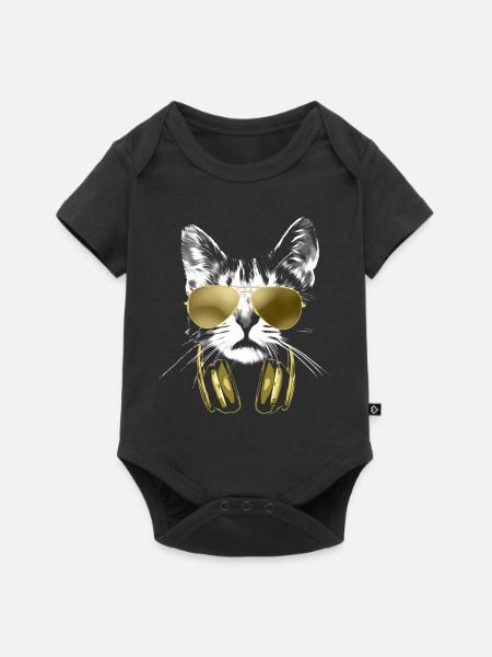 Dj Cat Bling - Baby Premium Kurzarmbody - Schwarz