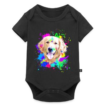 Golden Retriever Splash Art Dog - Baby Premium short-sleeve bodysuit - black - Front