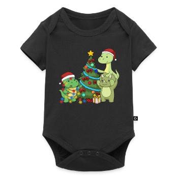 Chemise Dinosaure Enfants Brachiosaure de Noël - Body à manches courtes Premium Bébé - noir - Devant