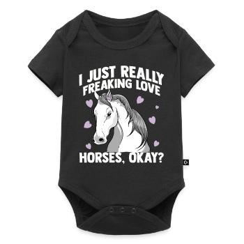 Équitation les amateurs de cheval dressage équitation galop selle - Body à manches courtes Premium Bébé - noir - Devant