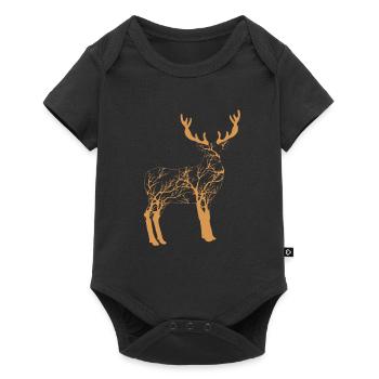 Hirsch - Baby Premium Kurzarmbody - Schwarz - Vorne