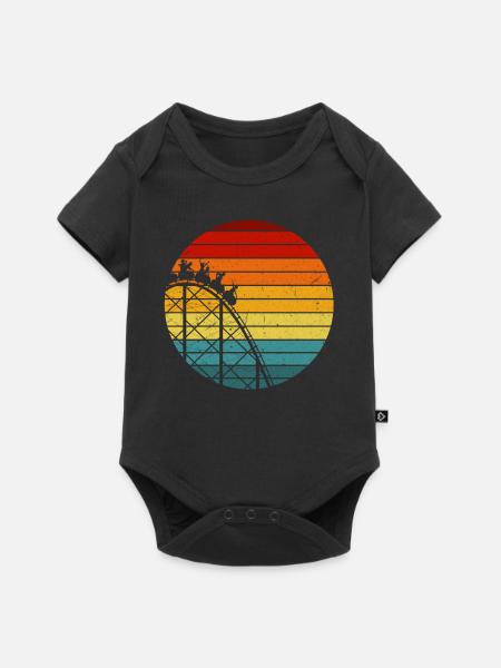 Vintage Achterbahn Design - Baby Premium Kurzarmbody - Schwarz