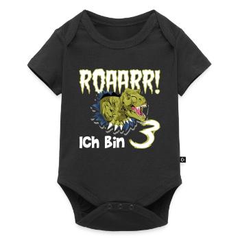 3. Geburtstag 3 Jahre Dino Saurier Dinosaurier - Baby Premium Kurzarmbody - Schwarz - Vorne